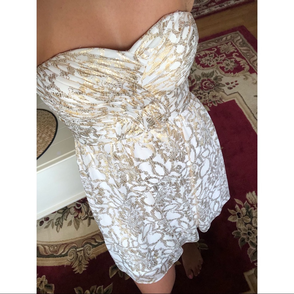 white and gold dress